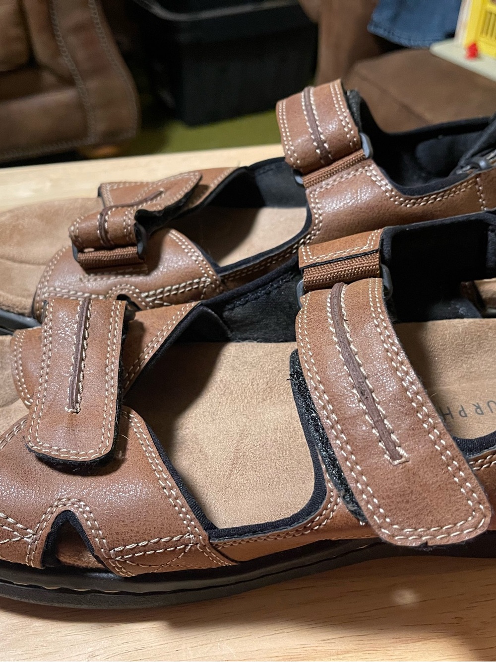 J. Murphy Men's Strappy Sandals Hook & Loop Adjustable Straps Brown Size 11